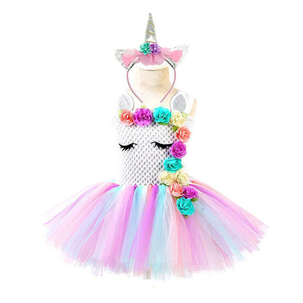 Baby Girls Unicorn Rainbow Costume Tutu Party Dress