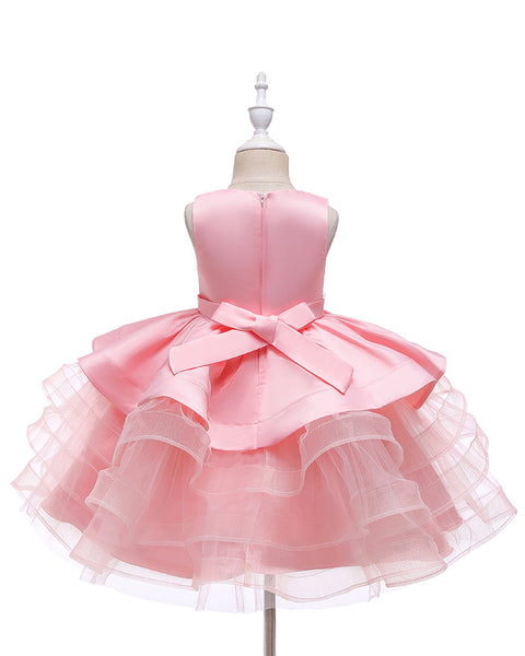 Girls Sleeveless 3D Flower Knee-Length Formal Dress