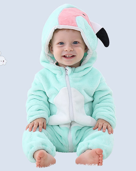 Newborn Baby Cartoon Birds Rabbits Winter Bunting Bodysuit Warm Hooded Romper Jumpsuit