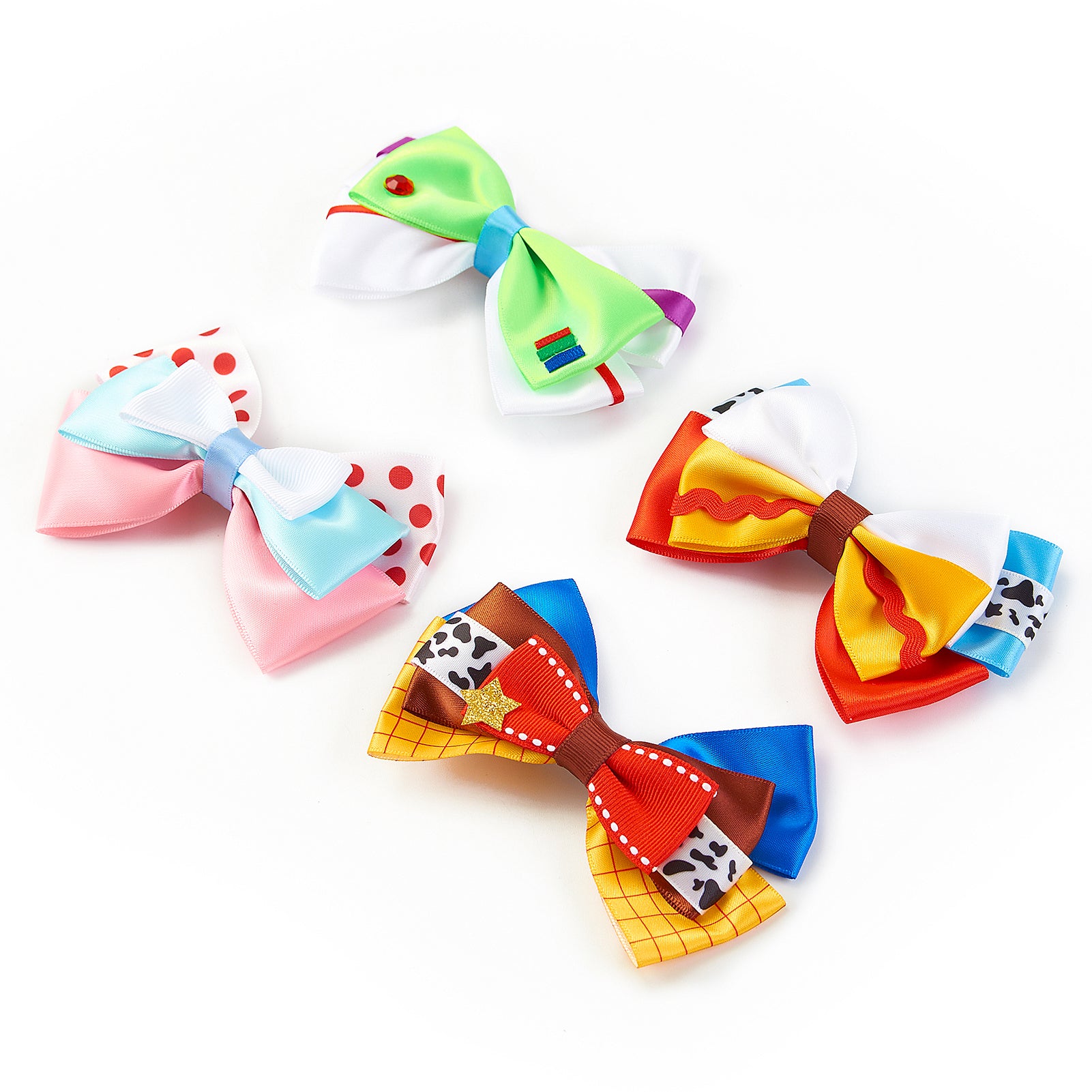 Baby Girls Cartoon Hair Bow Clips 4pc 4" Dress Up Accessories for Halloween Party