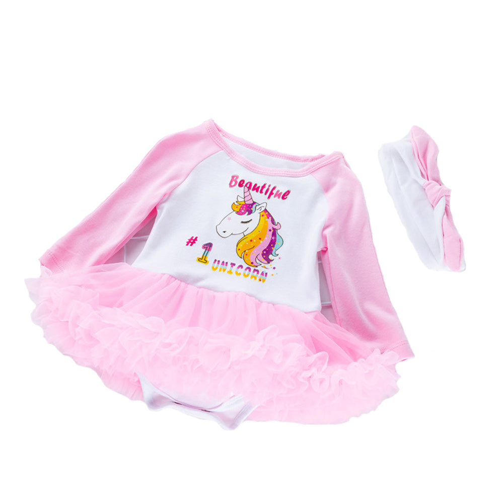 Baby Girls Unicorn Tutu Set (Romper Dress & Headband)