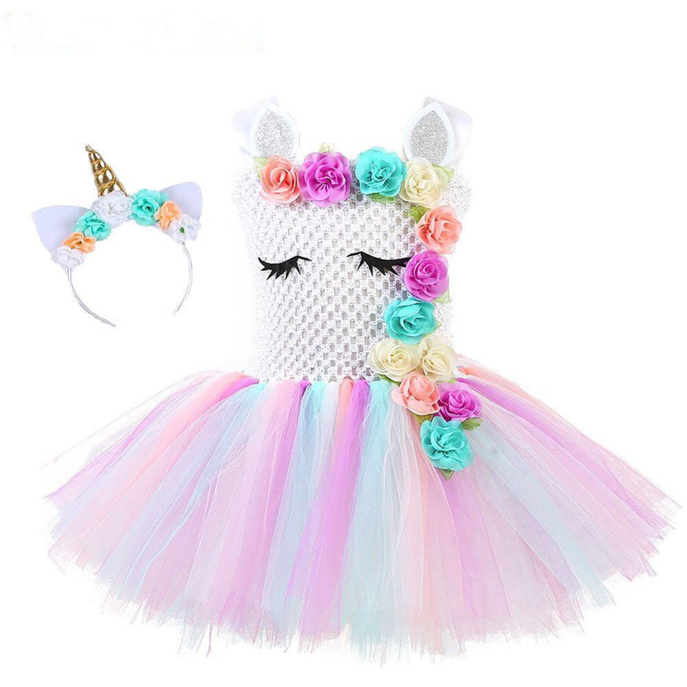 Baby Girls Unicorn Rainbow Costume Tutu Party Dress