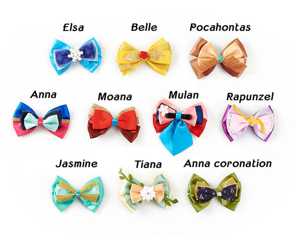 10pcs 4inch Princess Character Inspired Hair Bow Clips Costume Dress up Accessories for Girls Women Halloween Party