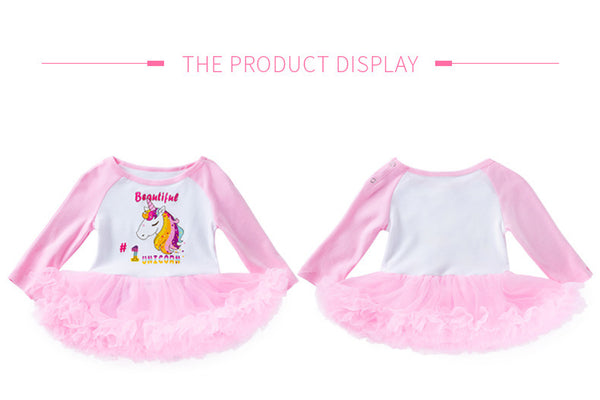 Baby Girls Unicorn Tutu Set (Romper Dress & Headband)