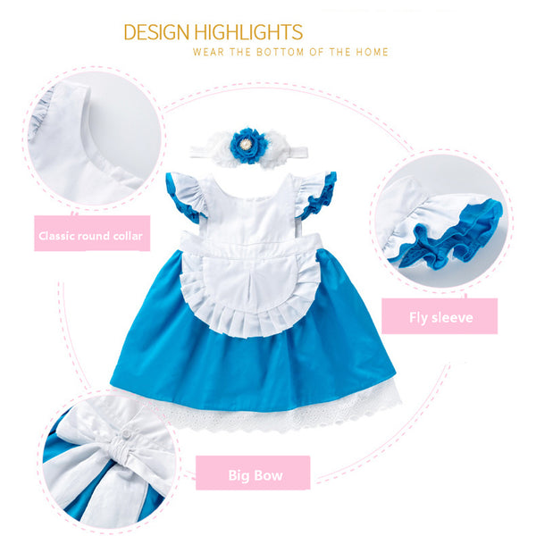 Baby Girls Princess Dresses Costume Party Dress up Cotton Dress & Headband Set