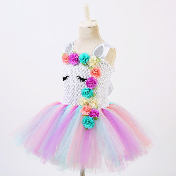 Baby Girls Unicorn Rainbow Costume Tutu Party Dress