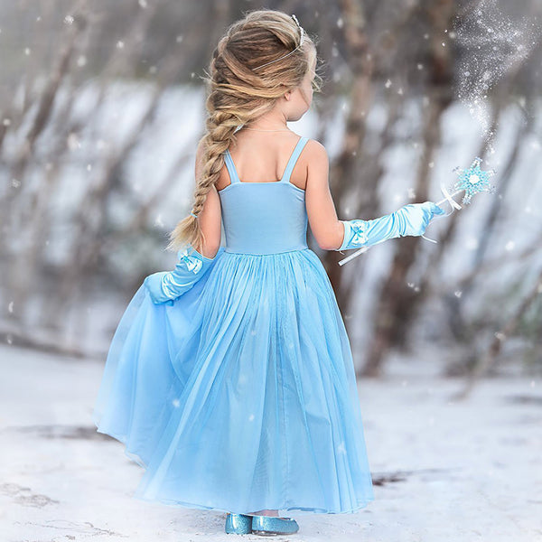 Elsa Princess Sleeveless Costume for Little Girls Halloween Party Dress up