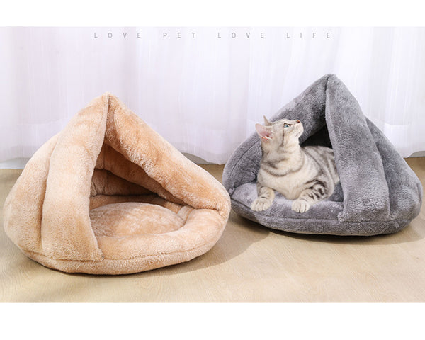 JiaDuo Pet Bed for Cat Small Dogs Soft Warm Cat Bed Fleece Triangle Cave Bed Indoor Self-Warming Pet Nest Pet Cushion Winter Sleep Bag