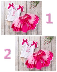 Baby Girls Unicorn Pink Tutu Set (T-shirt&Tutu),1st Birthday Party Set