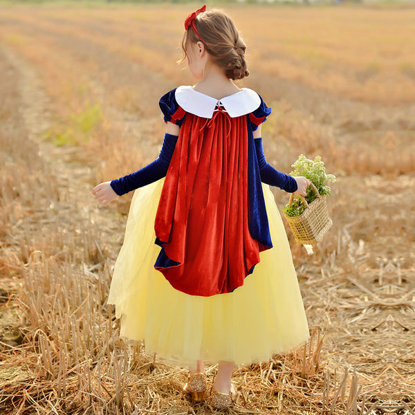 Snow White Princess Deluxe Costume Dresses Birthday Party Cosplay Outfits for Girls