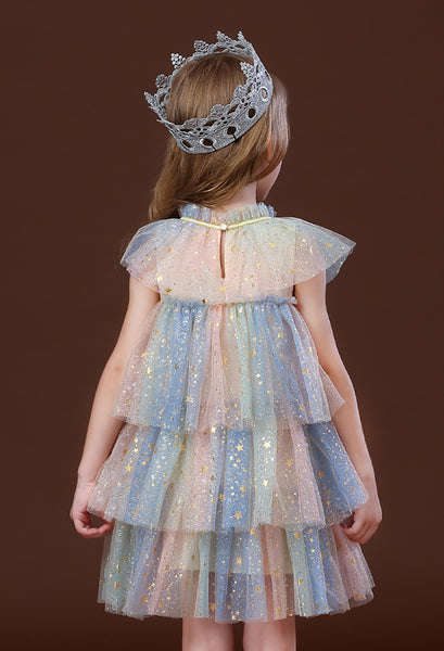 Baby Girls Multi-color Four-layer Sparkling Mesh&Lace Princess Dress