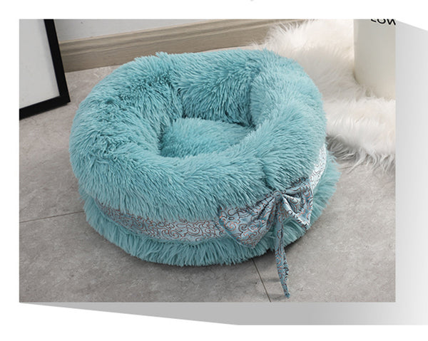 JiaDuo Round Dog Bed Plush Faux Fur Cat Bed Comfortable Soft Pet Bed for Medium Small Dogs & Cats Soft Shaggy Self Warming for Winter