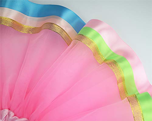 Girls 5 Layer Pink Tutu Skirt Unicorn Horn Headband Baby Birthday Costume Rainbow Tulle Tutu Set M