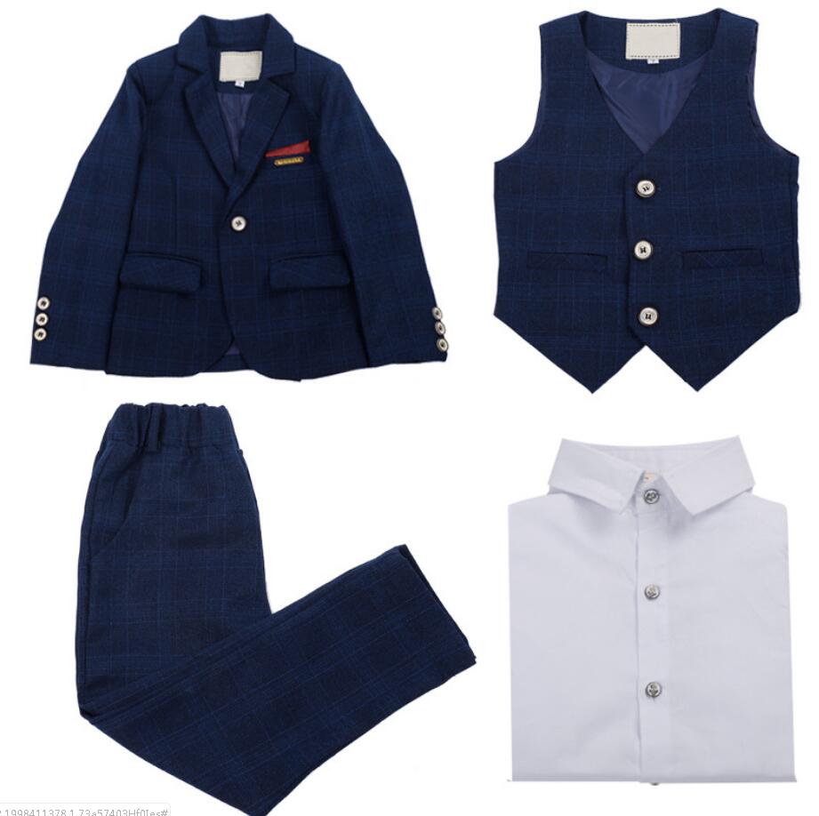 Boys'  Formal Occasion Suit  4 piece set with jacket,shirt,vest and pants Kids Slim Fit Dresswear