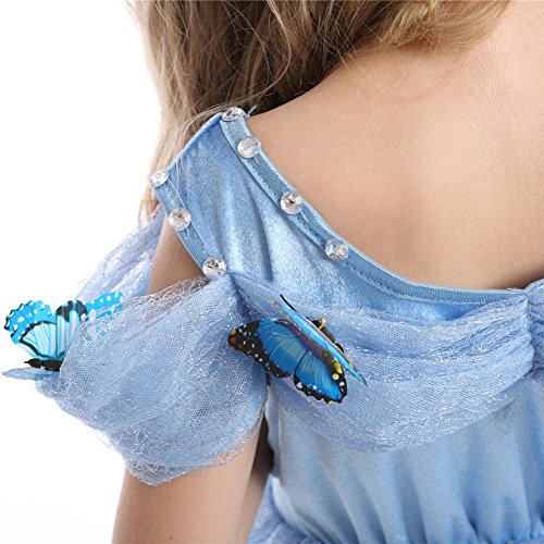 Girls Princess Dresses Costume Party Dress Up Blue Dress with Butterfly