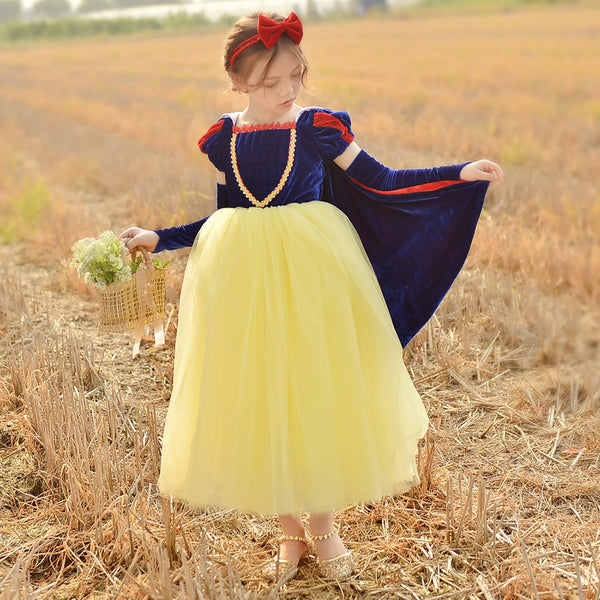 Snow White Princess Deluxe Costume Dresses Birthday Party Cosplay Outfits for Girls