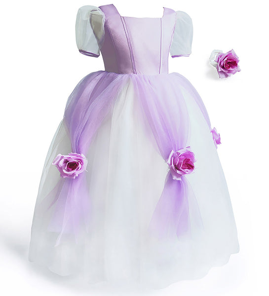 Sofia Princess Short Sleeve Costume Dress for Girls Halloween Party Dress up