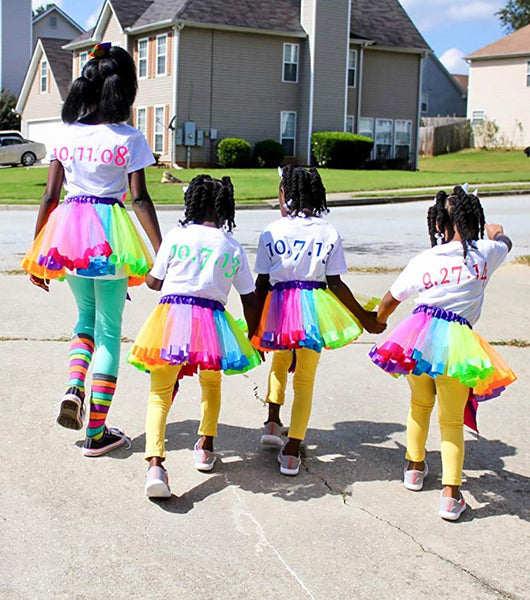 Girls Costume Rainbow Tutu Skirt with Unicorn Shirt, Headband & Satin Sash