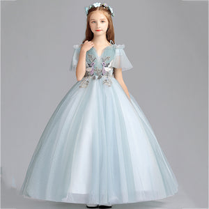 Girls Fairy Tulle Flower Girl Dress Appliques Dress for Party