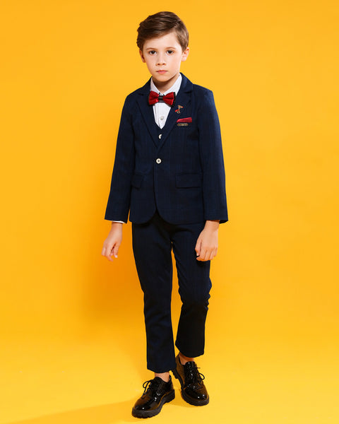 Boys'  Formal Occasion Suit  4 piece set with jacket,shirt,vest and pants Kids Slim Fit Dresswear