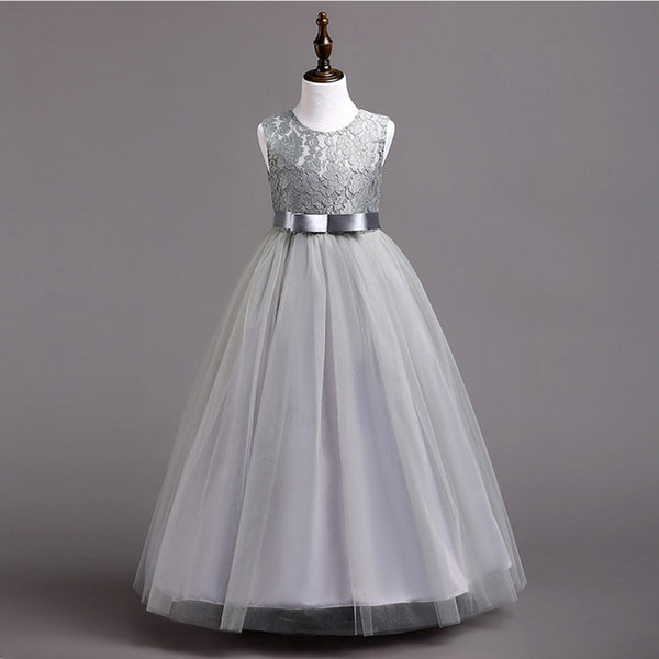 Girls Pageant Wedding Flower Girl Dresses Lace Ball Gown Floor Length Formal Dress