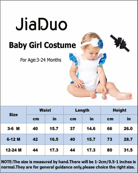 Baby Girls Costume Cotton Romper Infant Birthday Outfit with 2pc Headband