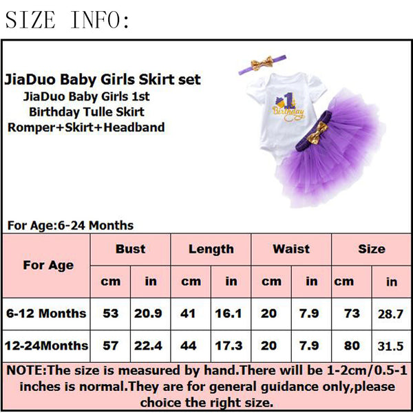 Baby Girls 1st Birthday Tulle Skirt Romper+Skirt+Headband 3PCS Outfits