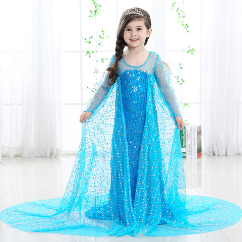 Girls Princess Dresses Costume Snow Party Dress up Dress with Cape