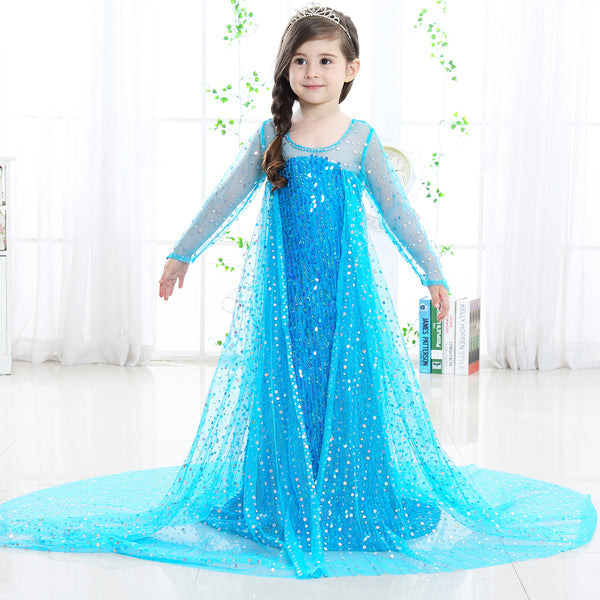 Girls Princess Dresses Costume Snow Party Dress up Dress with Cape