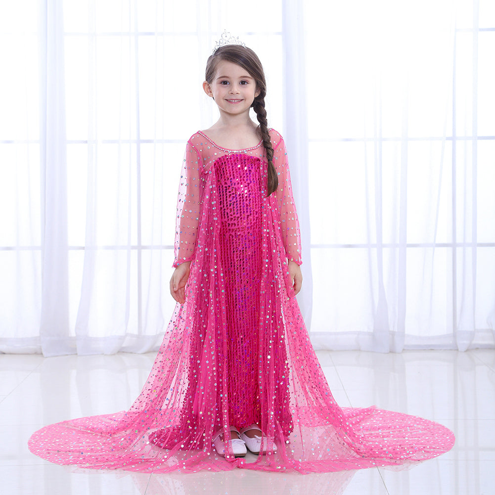 Girls Princess Dresses Costume Snow Party Dress up Dress with Cape