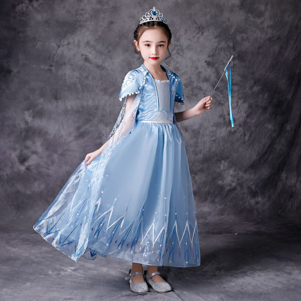 Snow Queen Elsa Princess Custume Dress Up Halloween Birthday Party Cosplay for Girls