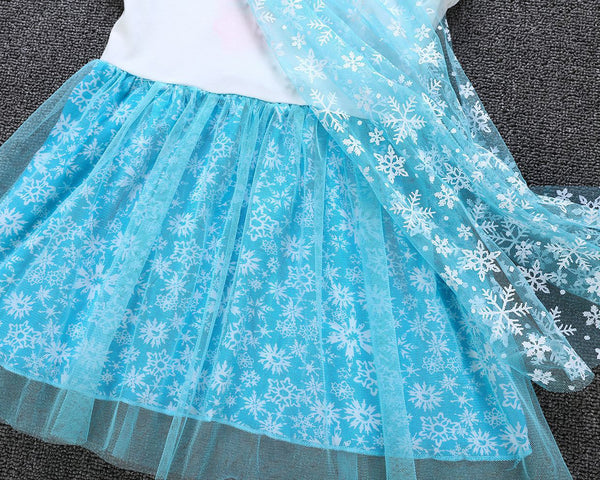 Baby Girls Princess Dresses Costume Snow Party Dress up Dress with Snow Cape