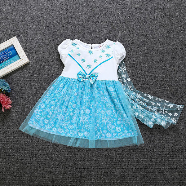 Baby Girls Princess Dresses Costume Snow Party Dress up Dress with Snow Cape