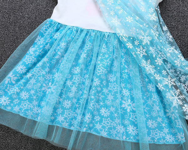 Baby Girls Princess Dresses Costume Snow Party Dress up Dress with Snow Cape
