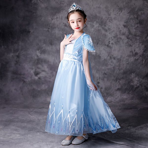 Snow Queen Elsa Princess Custume Dress Up Halloween Birthday Party Cosplay for Girls
