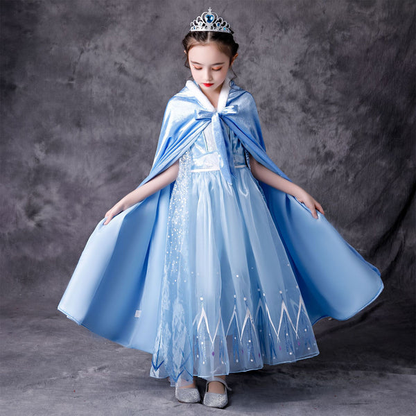 Snow Queen Elsa Princess Custume Dress Up Halloween Birthday Party Cosplay for Girls