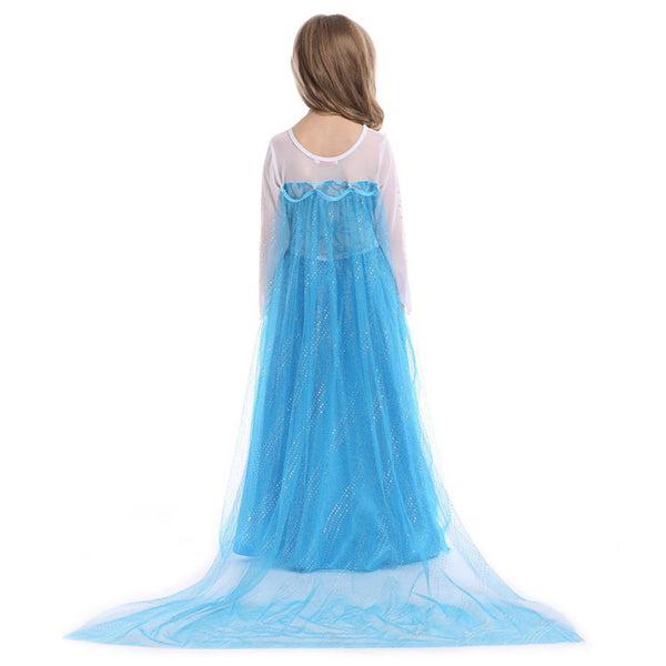 Girls Princess Dresses Costume Snow Party Dress up Blue Dress with Cape