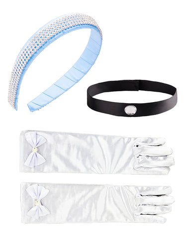 Princess Costume Accessories Headband Choker & Glove Set Dress up for Little Girls