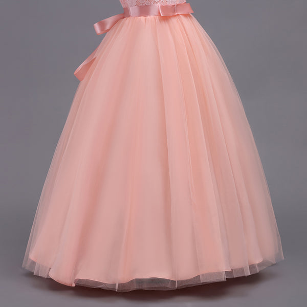 Girls Pageant Wedding Flower Girl Dresses Lace Ball Gown Floor Length Formal Dress