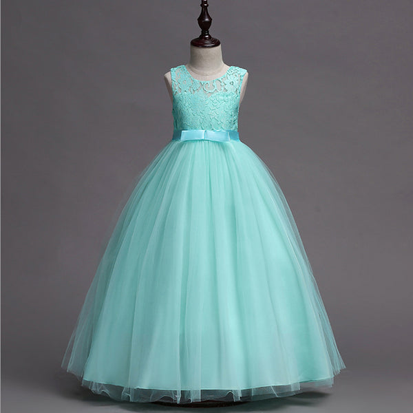 Girls Pageant Wedding Flower Girl Dresses Lace Ball Gown Floor Length Formal Dress