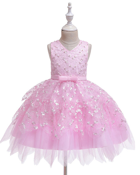 Girls Sleeveless Floral Princess Dress Flower Girl Dress