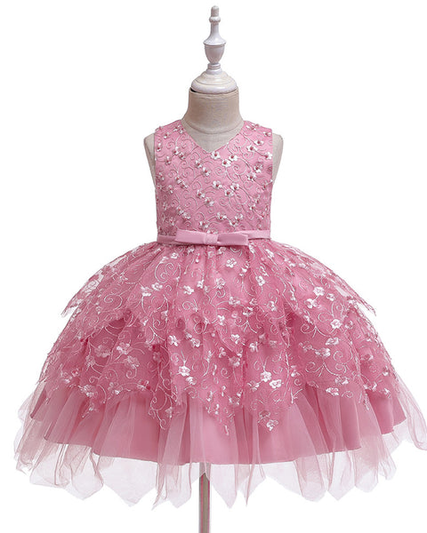 Girls Sleeveless Floral Princess Dress Flower Girl Dress