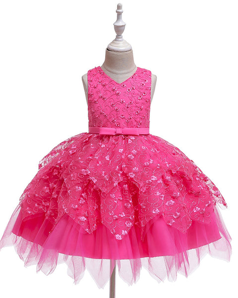 Girls Sleeveless Floral Princess Dress Flower Girl Dress