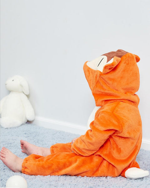 Newborn Baby Cartoon Fox Winter Bunting Bodysuit Warm Hooded Romper Jumpsuit