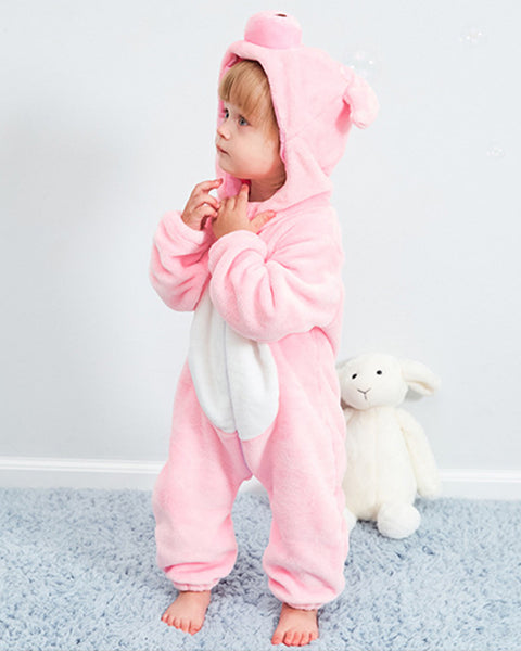 Newborn Kids Baby Cartoon Pink Pig Winter Bunting Bodysuit Warm Hooded Romper Jumpsuit