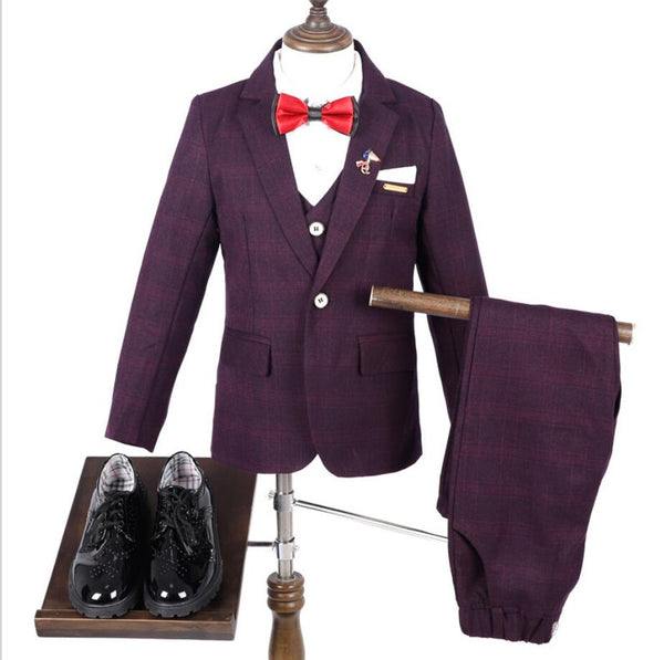 Boys'  Formal Occasion Suit  4 piece set with jacket,shirt,vest and pants Kids Slim Fit Dresswear