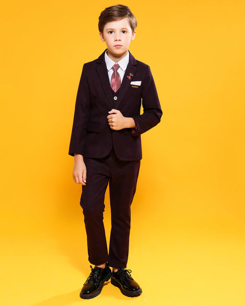 Boys'  Formal Occasion Suit  4 piece set with jacket,shirt,vest and pants Kids Slim Fit Dresswear