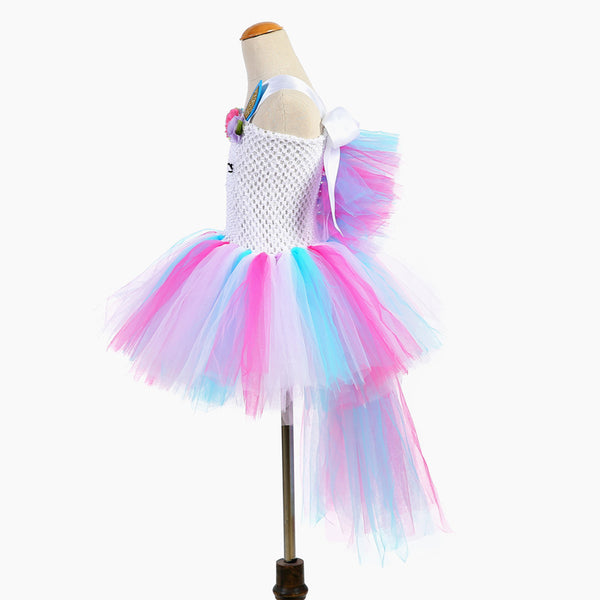 Girls Unicorn Rainbow Tutu Party Dress with Cape