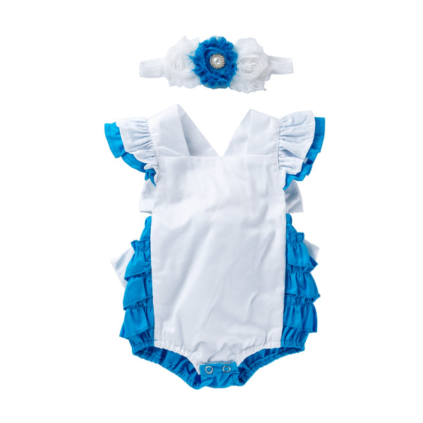 Baby Girls Costume Cotton Romper Infant Birthday Outfit with 2pc Headband