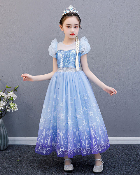 Little Girl Princess Dress  up Snow Party Queen Halloween Costume with Accessories